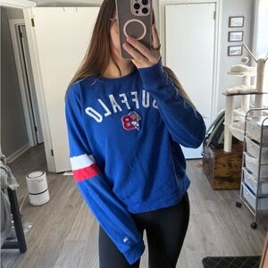 Buffalo Bisons Blue and White Oversized Long Sleeve Hoodie